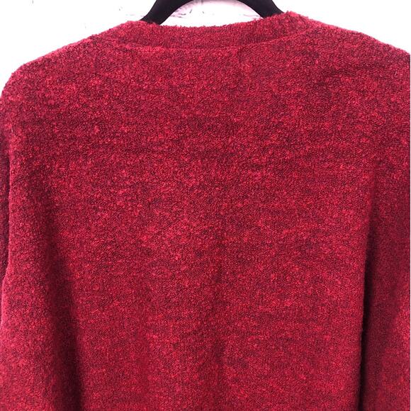 Brandini Ribbed V-neck Textured Wool Blend Long Sleeve Burgundy Knit Sweater L - Picture 4 of 12